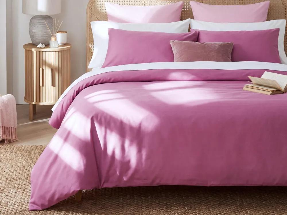Conjunto de capas de edredão em algodão acetinado rosa 155 x 220 cm HARMONRIDGE - Impermeável