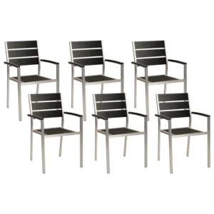 Conjunto Completo para Conjunto de 6 cadeiras de jardim VERNIO Preto-prateado