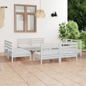 Conjunto Completo para 8 peças conjunto lounge de jardim pinho maciço branco