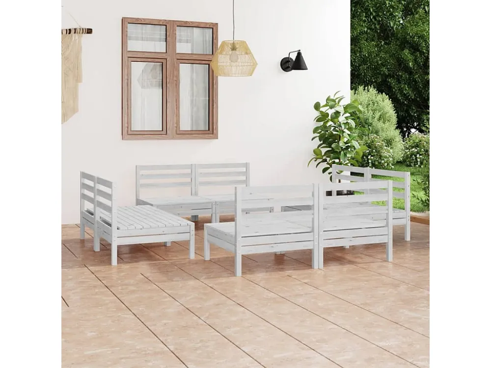 Conjunto Completo para 8 peças conjunto lounge de jardim pinho maciço branco