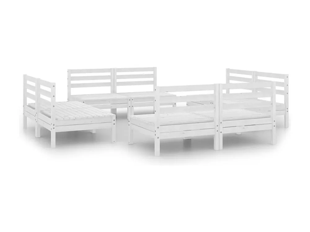 Conjunto Completo para 8 peças conjunto lounge de jardim pinho maciço branco