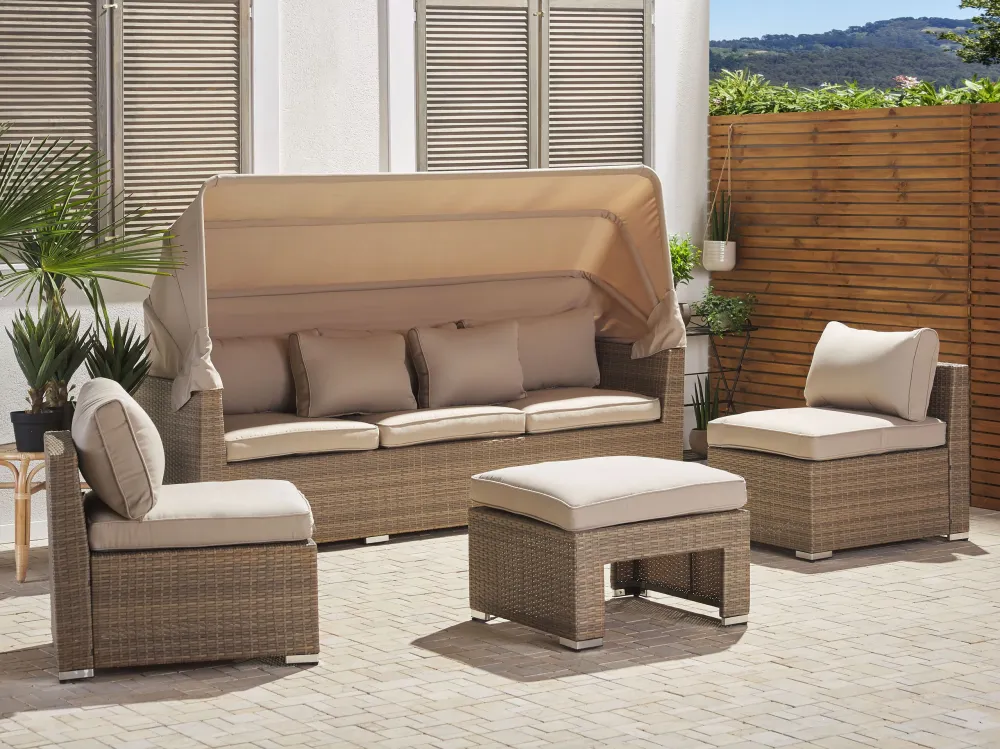 Conjunto de Exterior em Conjunto lounge COCCOLIA Ratan sintético Creme