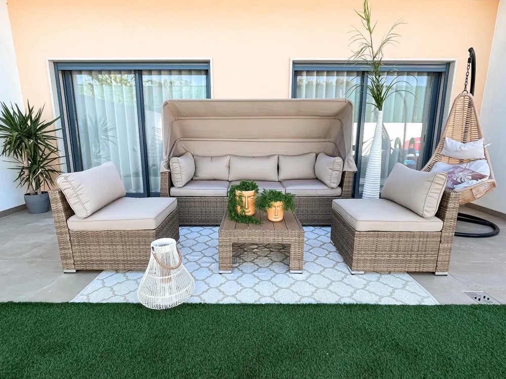 Conjunto de Exterior em Conjunto lounge COCCOLIA Ratan sintético Creme