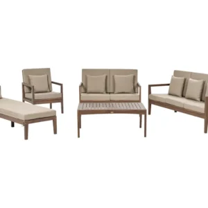 Conjunto de Exterior em Conjunto lounge PATAJA Madeira de acácia com certificado FSC® Castanho fosco