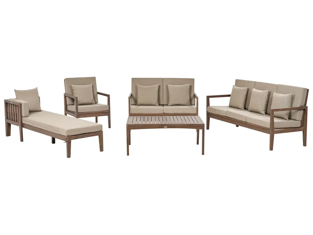 Conjunto de Exterior em Conjunto lounge PATAJA Madeira de acácia com certificado FSC® Castanho fosco