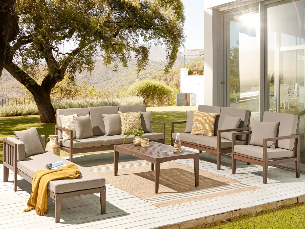 Conjunto de Exterior em Conjunto lounge PATAJA Madeira de acácia com certificado FSC® Castanho fosco