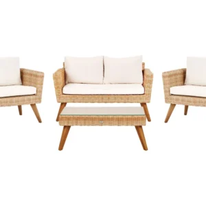 Conjunto de Exterior em Conjunto lounge VITTORIA Ratan sintético Branco creme