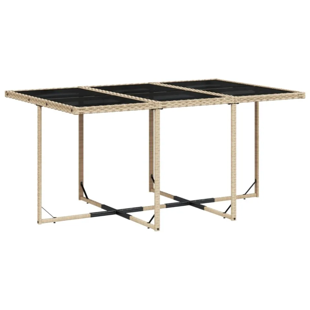 Conjunto de Exterior em 11 pcs conj. jantar jardim com almofadões vime PE bege misturado