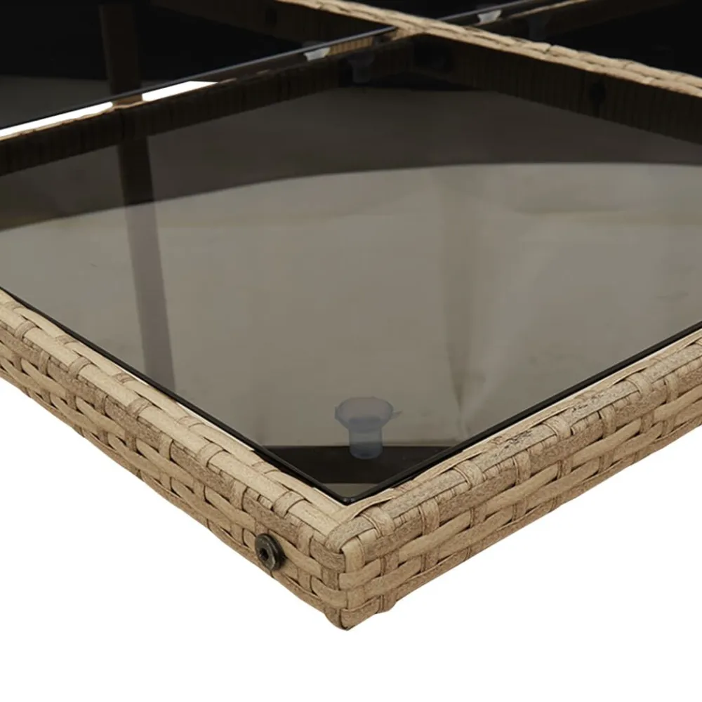 Conjunto de Exterior em 11 pcs conj. jantar jardim com almofadões vime PE bege misturado