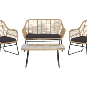 Conjunto de Jantar para Conjunto lounge MINORI Ratan sintético Creme