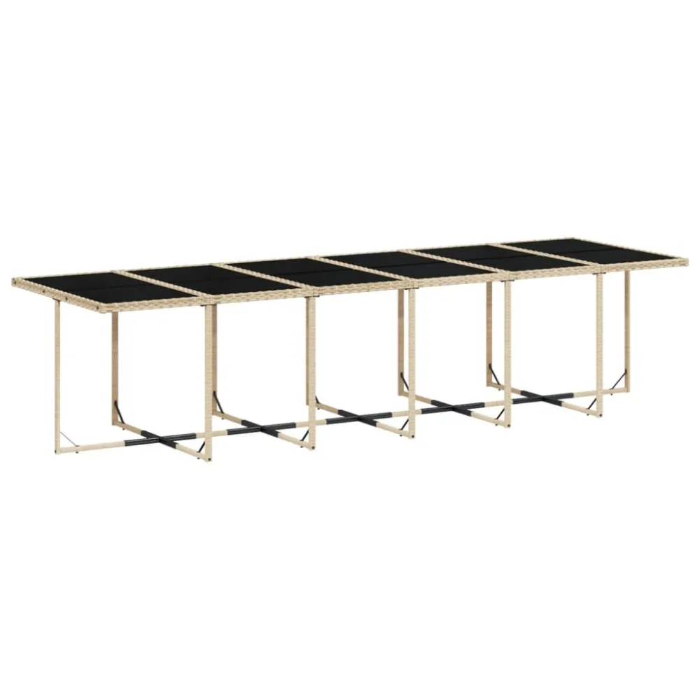 Conjunto de Jantar para 11 pcs conj. jantar jardim com almofadões vime PE bege misturado
