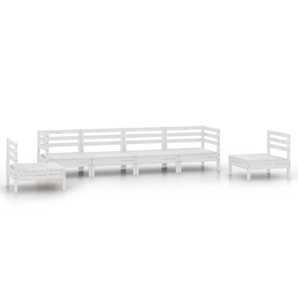 Conjunto de Jantar para 6 pcs conjunto lounge de jardim pinho maciço branco