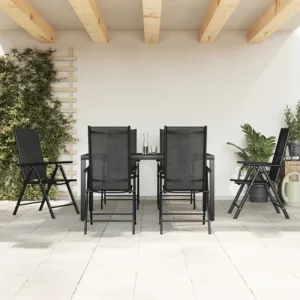 Conjunto de Jantar para 7 peças conjunto de jantar para jardim alumínio preto