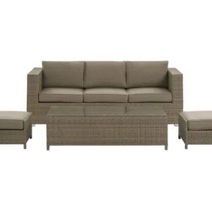 Conjunto de Jardim Conjunto lounge BELLUNO Ratan sintético Castanho