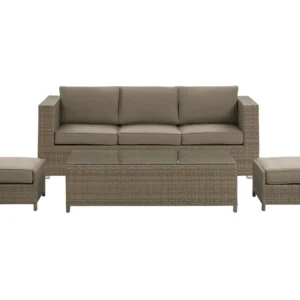 Conjunto de Jardim Conjunto lounge BELLUNO Ratan sintético Castanho