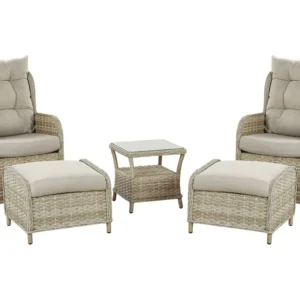 Conjunto de Jardim Conjunto lounge PONZA Ratan sintético Creme