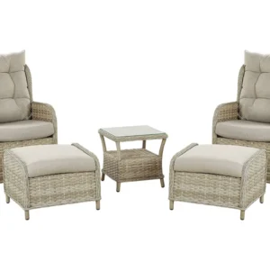 Conjunto de Jardim Conjunto lounge PONZA Ratan sintético Creme