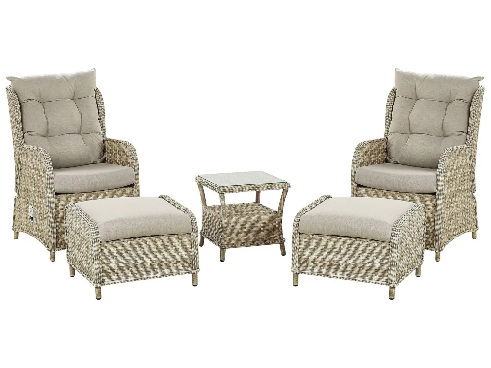 Conjunto de Jardim Conjunto lounge PONZA Ratan sintético Creme