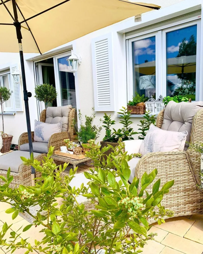 Conjunto de Jardim Conjunto lounge PONZA Ratan sintético Creme