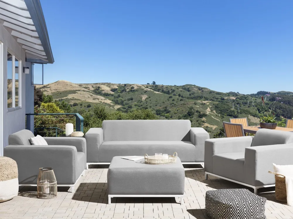 Conjunto de Jardim Conjunto lounge ROVIGO Poliéster Cinzento nítido
