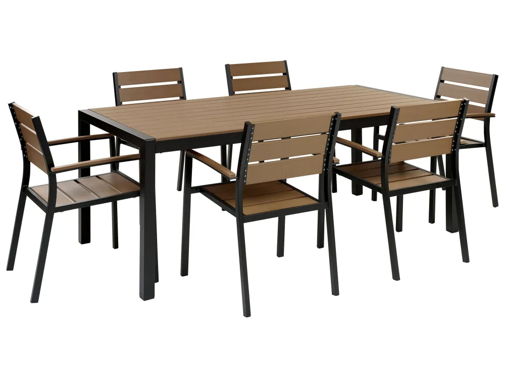 Conjunto de jardim 6 lugares em alumínio castanho nítido e preto 180 x 90 cm VERNIO