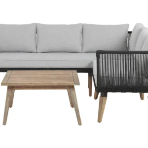Conjunto lounge ALCAMO Madeira de acácia Preto Adaptável
