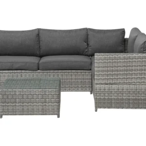 Conjunto lounge AVOLA Ratan sintético Cinzento Esquerdo Fácil Manutenção
