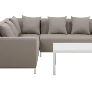 Conjunto lounge BELIZE Poliéster Creme Direito Kit Completo com Almofadas