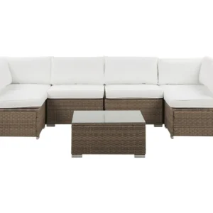 Conjunto lounge BELVEDERE Ratan sintético Branco | ço Inoxidável