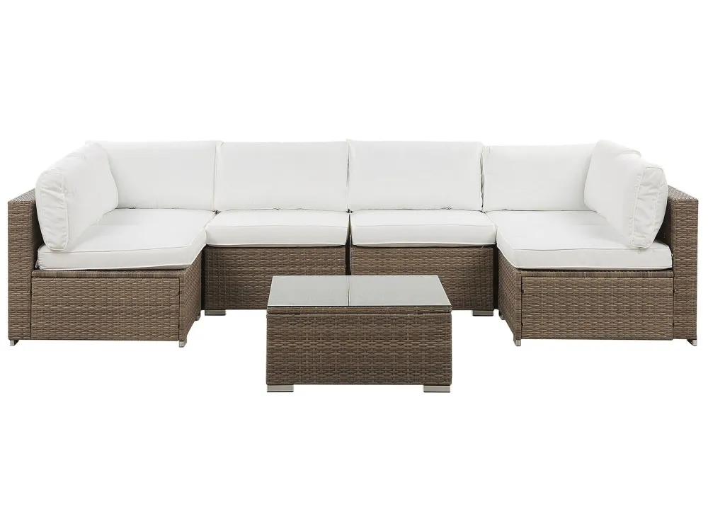 Conjunto lounge BELVEDERE Ratan sintético Branco | ço Inoxidável
