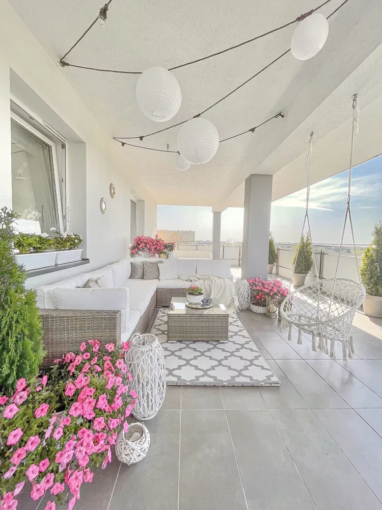Conjunto lounge BELVEDERE Ratan sintético Branco | ço Inoxidável