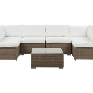 Conjunto lounge BELVEDERE Ratan sintético Branco | ço Inoxidável
