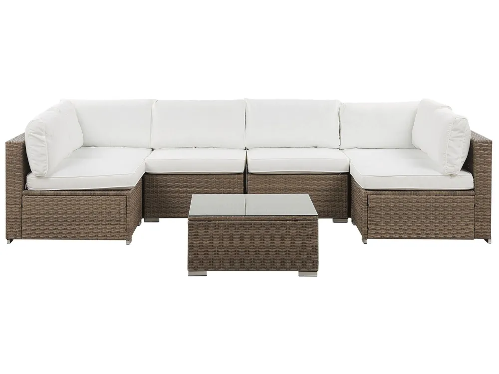 Conjunto lounge BELVEDERE Ratan sintético Branco | ço Inoxidável