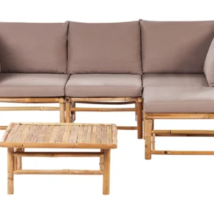 Conjunto lounge CERRETO Madeira de bambu Taupe para Varandas e Terraços