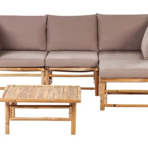 Conjunto lounge CERRETO Madeira de bambu Taupe para Varandas e Terraços