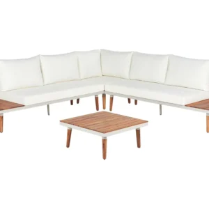 Conjunto lounge CORATO Madeira de acácia Branco creme De uso geral em Alumínio e Vidro