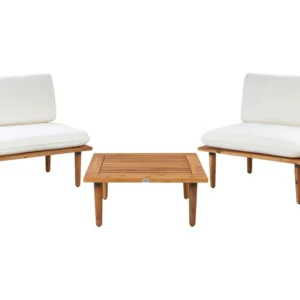 Conjunto lounge FRASCATI Madeira de acácia com certificado FSC® Branco creme | Confortável | Durável