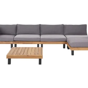 Conjunto lounge FRAZZANO Madeira de acácia com certificado FSC® Cinzento Padrão