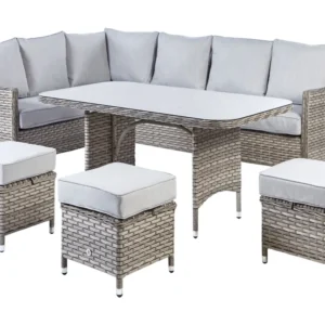 Conjunto lounge LACONA Ratan sintético Cinzento evidente Direito para Áreas de Lazer