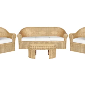 Conjunto lounge LIVADEIA Rattan/vime Autêntico com Almofadas à Prova D'água