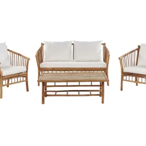 Conjunto lounge MAGGIORE Madeira de bambu Castanho evidente com Almofadas Incluídas