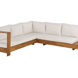 Conjunto lounge MARETTIMO Madeira de acácia Branco creme Direito em Tecido Outdoor