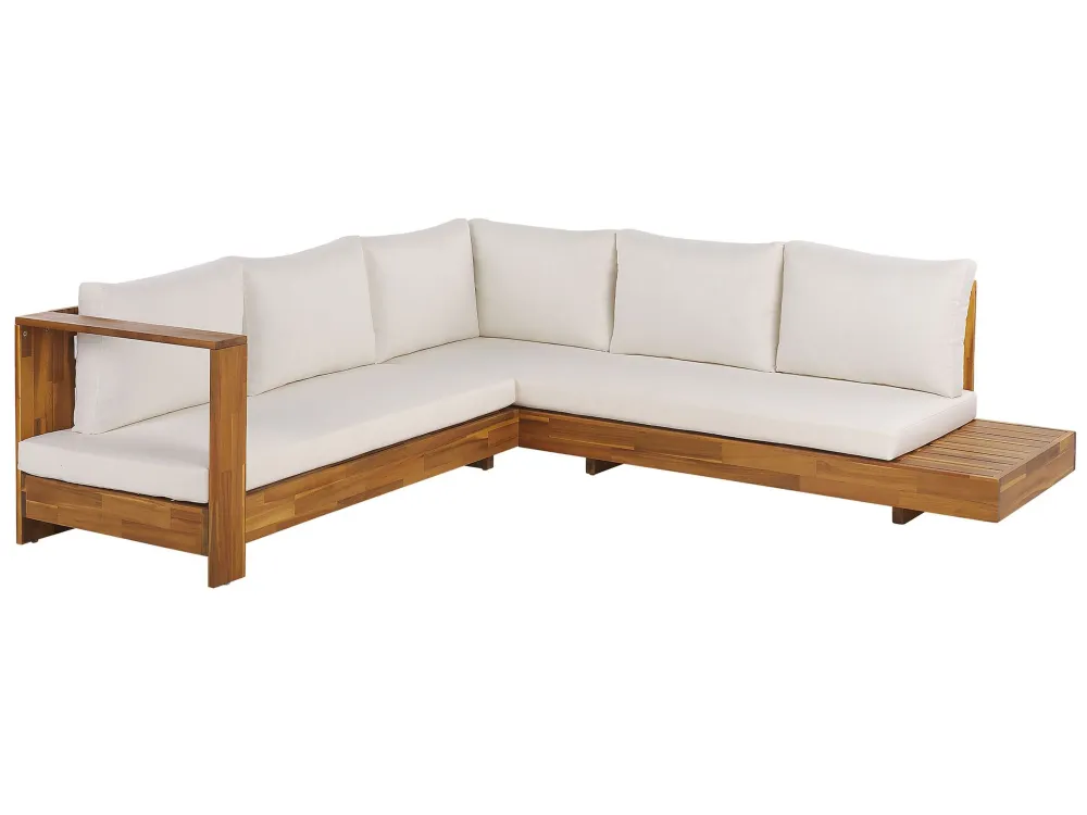 Conjunto lounge MARETTIMO Madeira de acácia Branco creme Direito em Tecido Outdoor