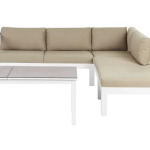 Conjunto lounge MESSINA Alumínio Cor de areia em Tecido Outdoor