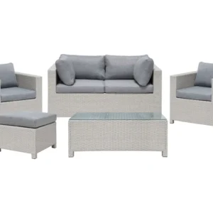 Conjunto lounge MILANO Ratan sintético Cinzento distinto com Almofadas à Prova D'água