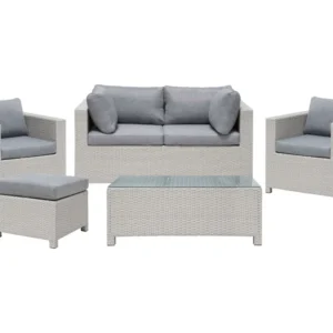 Conjunto lounge MILANO Ratan sintético Cinzento distinto com Almofadas à Prova D'água