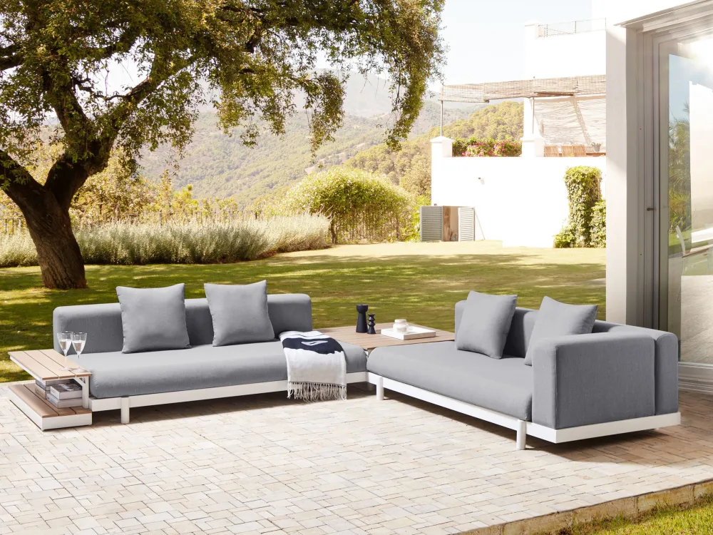 Conjunto lounge MISSANELLO Poliéster Cinzento para Áreas de Lazer