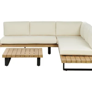 Conjunto lounge MYKONOS Madeira de acácia com certificado FSC® Branco creme Para diversos usos