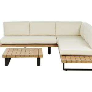 Conjunto lounge MYKONOS Madeira de acácia com certificado FSC® Branco creme Para diversos usos