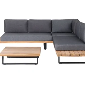 Conjunto lounge MYKONOS Madeira de acácia com certificado FSC® Cinzento turvo Universal em Alumínio e Vidro